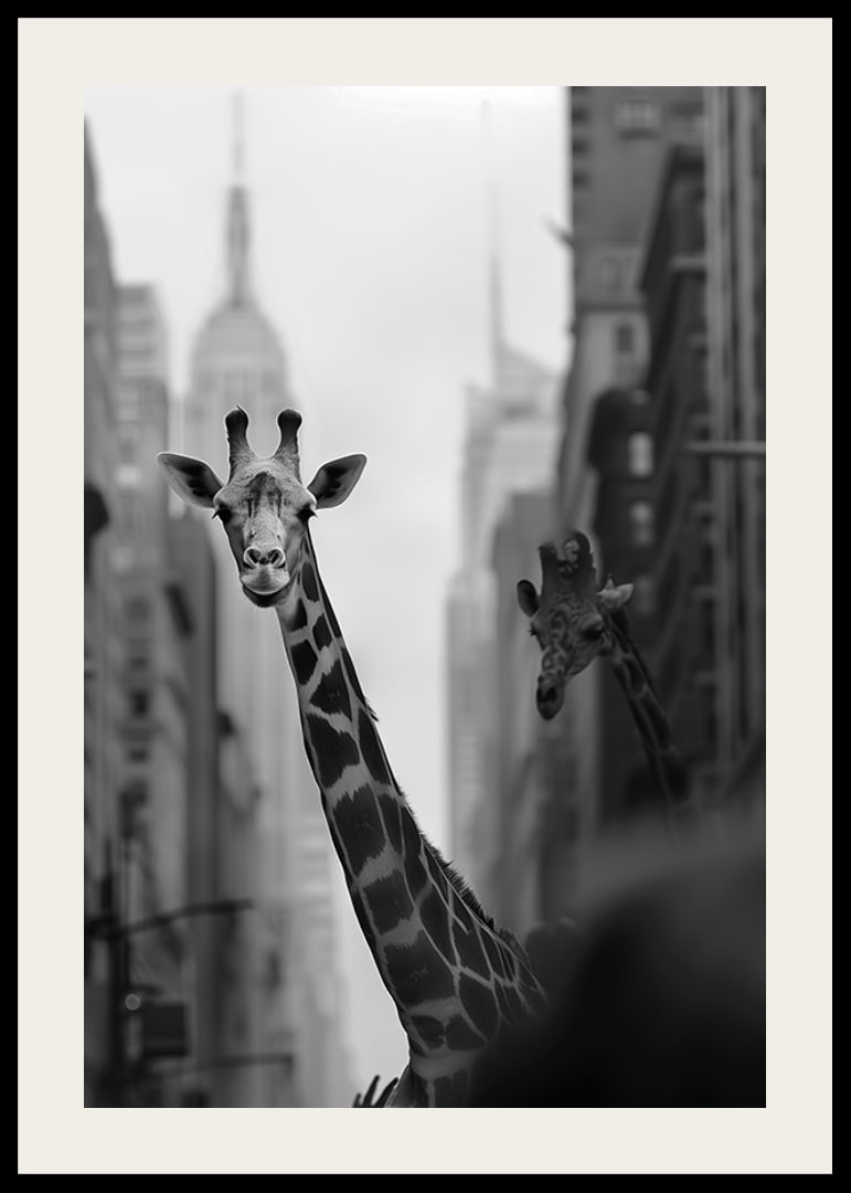 Giraffes in the big city give a surreal and dreamlike feeling-12