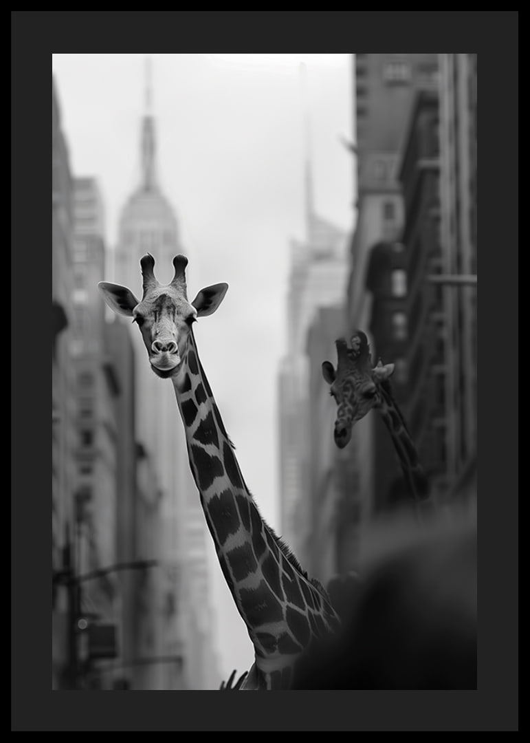 Giraffes in the big city give a surreal and dreamlike feeling-12