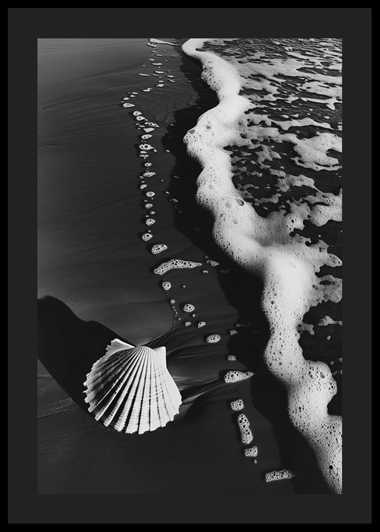 Encuentro armonioso entre la espuma del mar y una concha solitaria-12