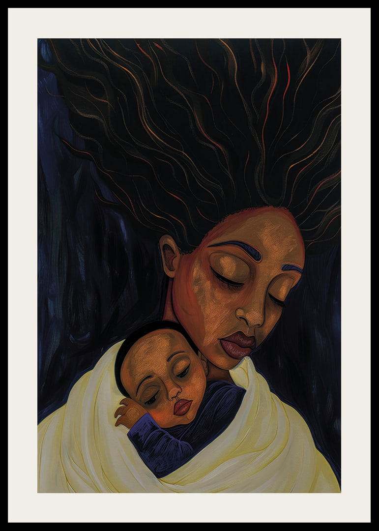 Mother and child in a peaceful embrace, filled with love-12