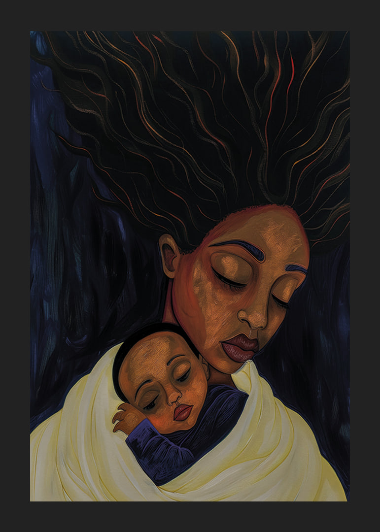 Mother and child in a peaceful embrace, filled with love-12