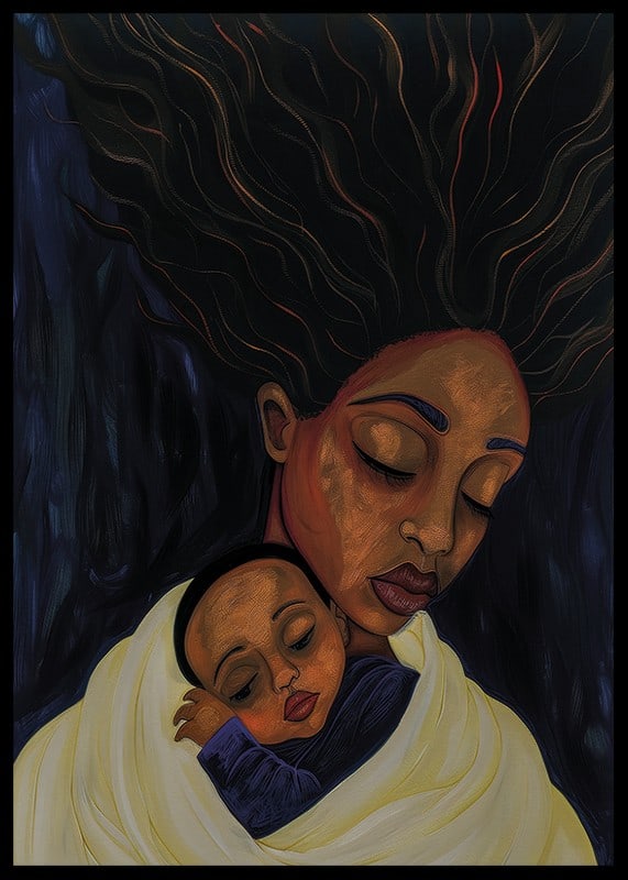 Mother and child in a peaceful embrace, filled with love-12