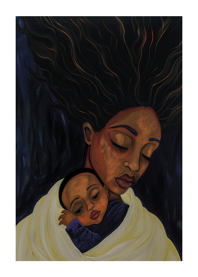 Mother and child in a peaceful embrace, filled with love-12