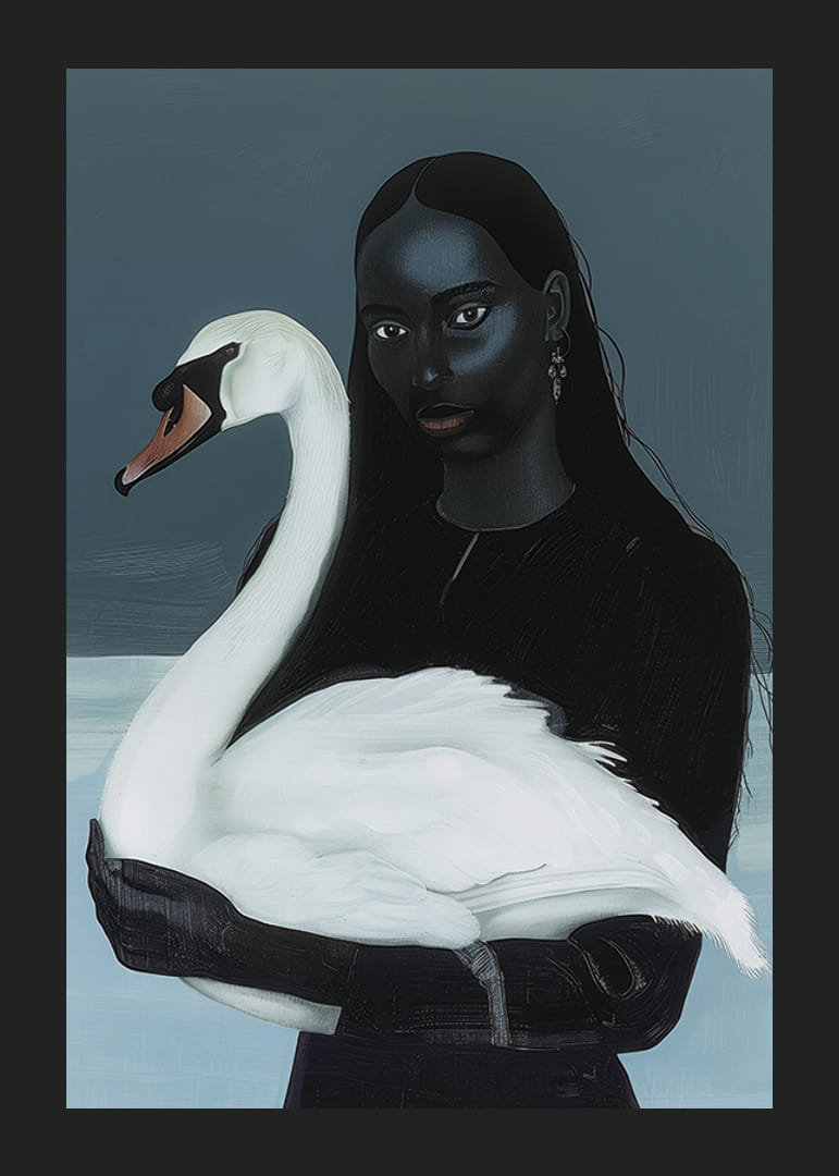 En mystisk affinitet mellan kvinna och svan i skuggspelet-12