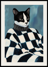 Stylish cat in plaid sweater exudes confident elegance-2