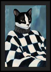 Stylish cat in plaid sweater exudes confident elegance-4