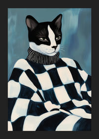 Stylish cat in plaid sweater exudes confident elegance-5