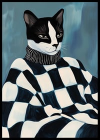 Stilfull katt i rutig tröja utstrålar självsäker elegans-6