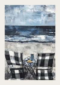 Două scaune lângă mare într-o scenă idilică de coastă-3