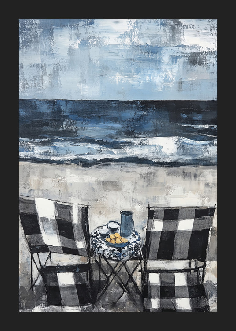 Two chairs by the sea in an idyllic coastal scene-12