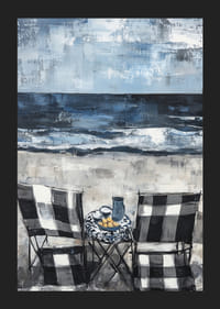 Două scaune lângă mare într-o scenă idilică de coastă-5