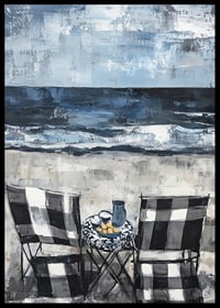 Two chairs by the sea in an idyllic coastal scene-6
