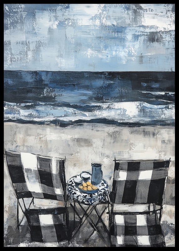 Two chairs by the sea in an idyllic coastal scene-12