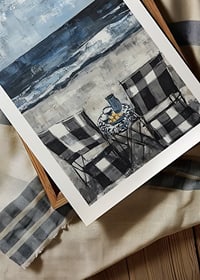 Two chairs by the sea in an idyllic coastal scene-8