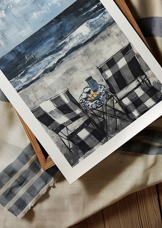 Two chairs by the sea in an idyllic coastal scene-12