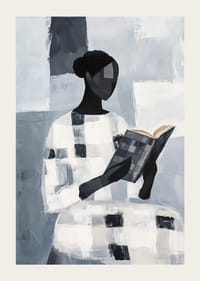 En elegant figur leser stille i et abstrakt monokromt rom-3