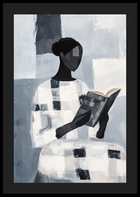 En elegant figur leser stille i et abstrakt monokromt rom-4