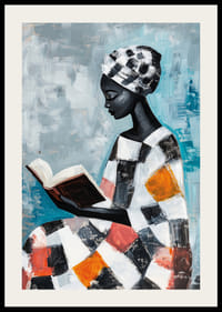 A woman immersed in reading surrounded by soft colors-2