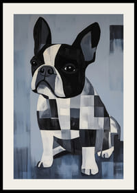 Câine stilizat în culori monocrome și stil cubist-2