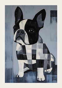 Câine stilizat în culori monocrome și stil cubist-3