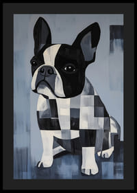 Câine stilizat în culori monocrome și stil cubist-4