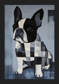 Câine stilizat în culori monocrome și stil cubist-5