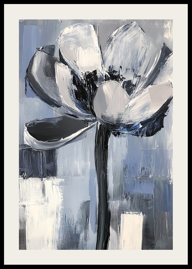 De bloem zweeft in rustgevende blauwe en grijze tinten-12