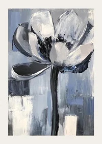 The flower floats in soothing blue and gray tones-3