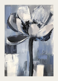 De bloem zweeft in rustgevende blauwe en grijze tinten-3