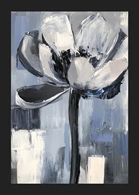 The flower floats in soothing blue and gray tones-5