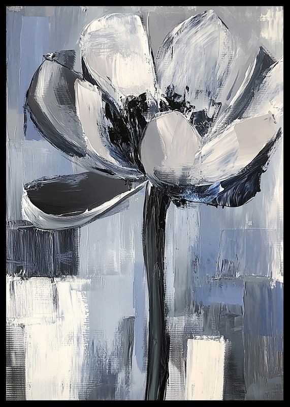 The flower floats in soothing blue and gray tones-12