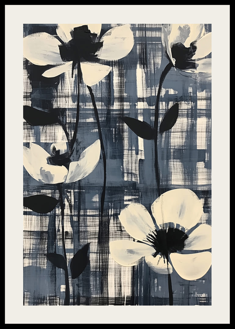 Čierne a biele kvety na kontrastnom pozadí-12