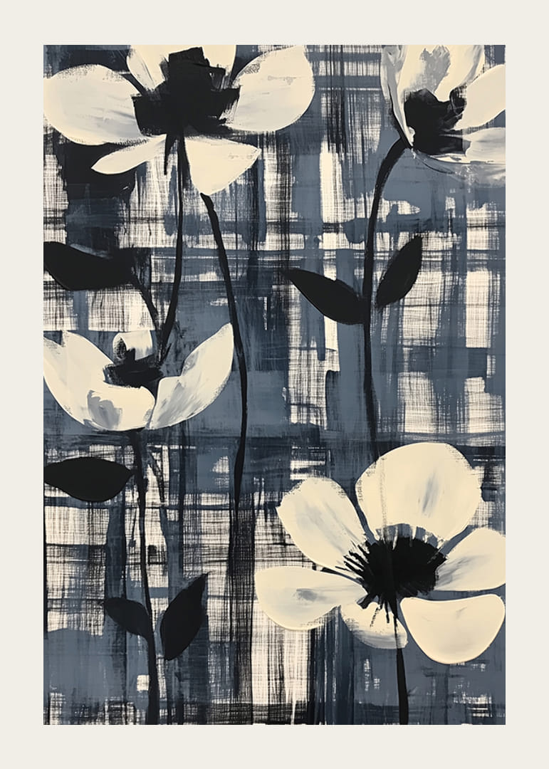 Čierne a biele kvety na kontrastnom pozadí-12