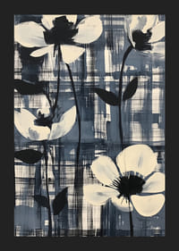 Čierne a biele kvety na kontrastnom pozadí-5