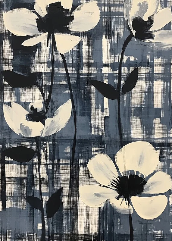 Svartvita blommor mot en kontrasterande bakgrund-12