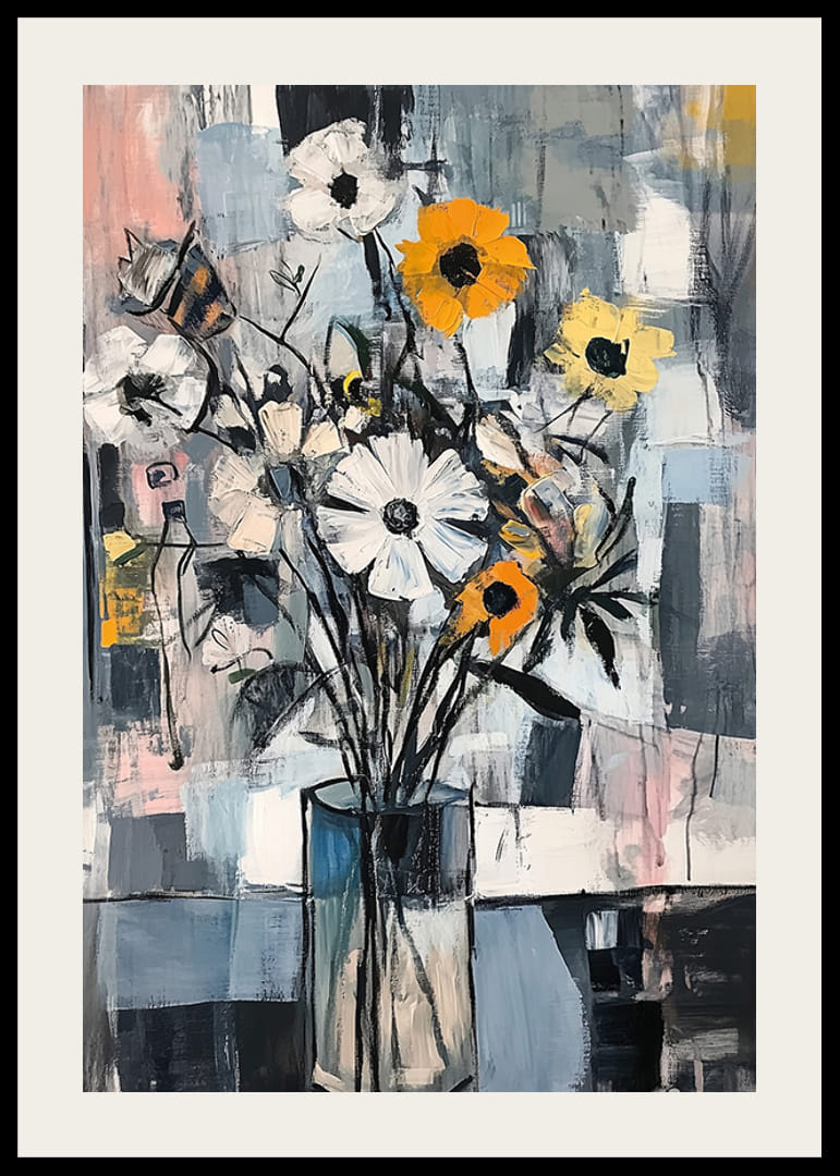 Farebné kvety v modernom, abstraktnom štýle-12