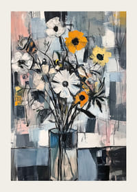 Farebné kvety v modernom, abstraktnom štýle-3