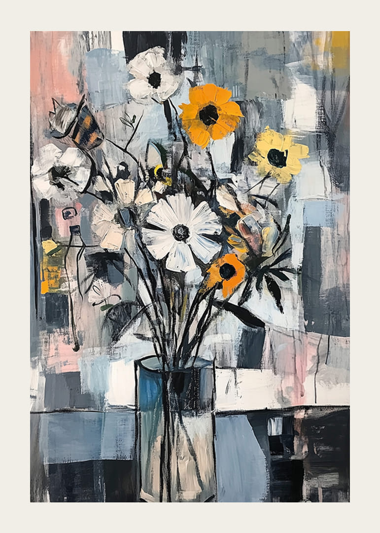 Farebné kvety v modernom, abstraktnom štýle-12