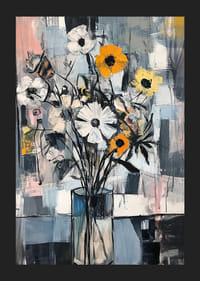 Farebné kvety v modernom, abstraktnom štýle-5