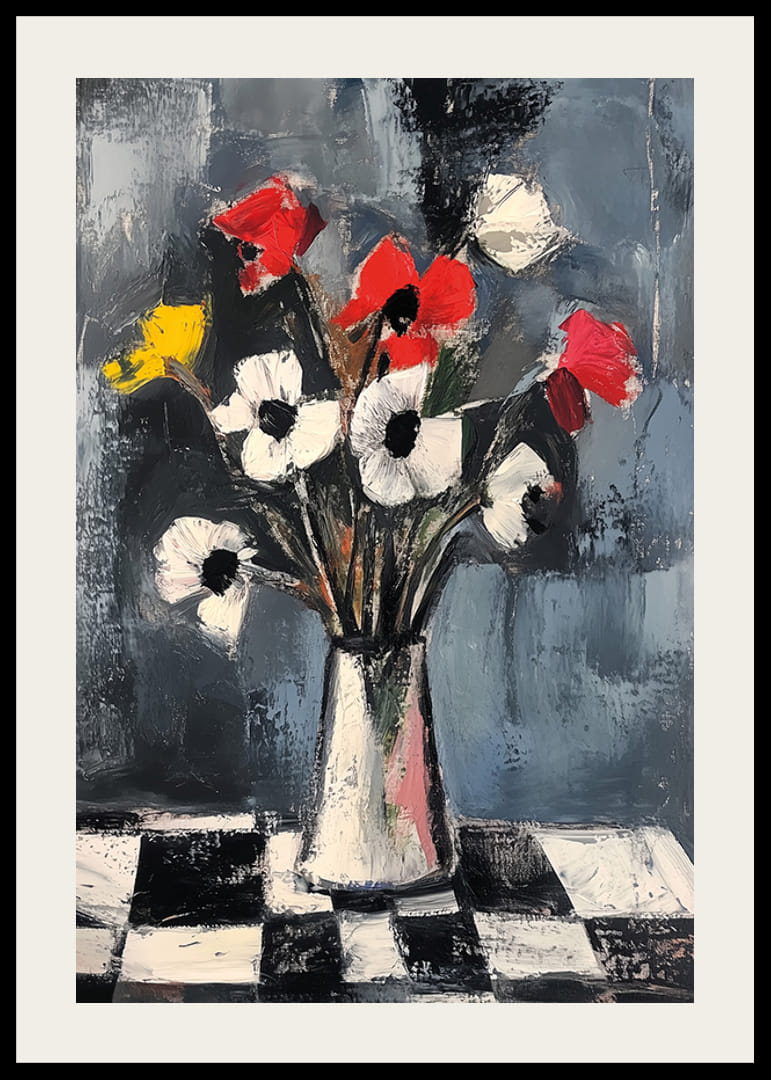 Farebná kytica na károvanom obruse-12