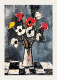 Farebná kytica na károvanom obruse-3