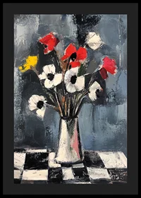 A colorful bouquet on a checkered tablecloth-4