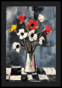 Farebná kytica na károvanom obruse-4