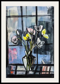 Blooming flowers against a dreamy window background-2