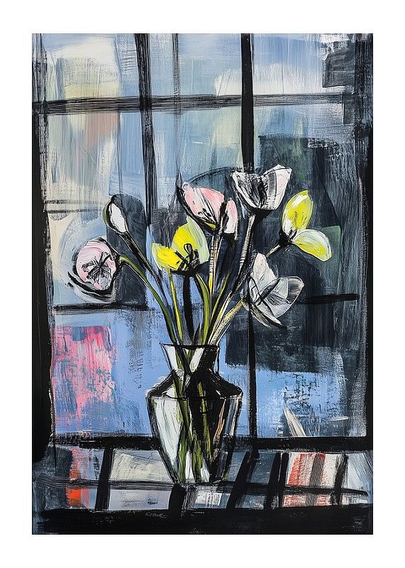 Fleurs en fleurs sur un fond de fenêtre de rêve-12