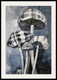 Artistic mushroom painting in grayscale with elegant structure-2
