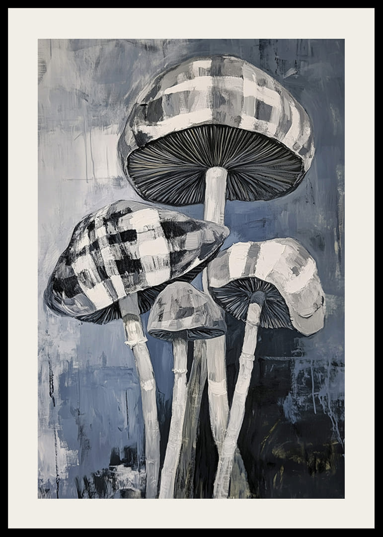 Elegáns szerkezetű művészi gombafestés szürkeárnyalatban-12