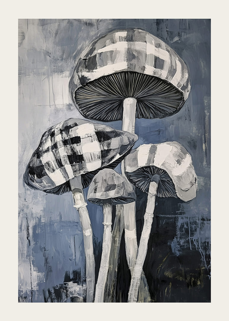 Elegáns szerkezetű művészi gombafestés szürkeárnyalatban-12