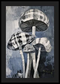 Artistic mushroom painting in grayscale with elegant structure-4