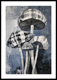 Artistic mushroom painting in grayscale with elegant structure-0